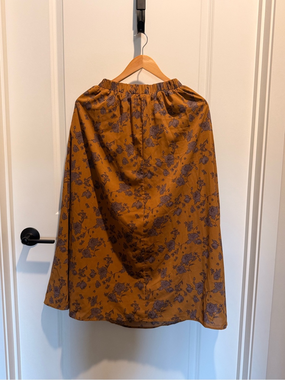 Mustard Floral Midi Skirt